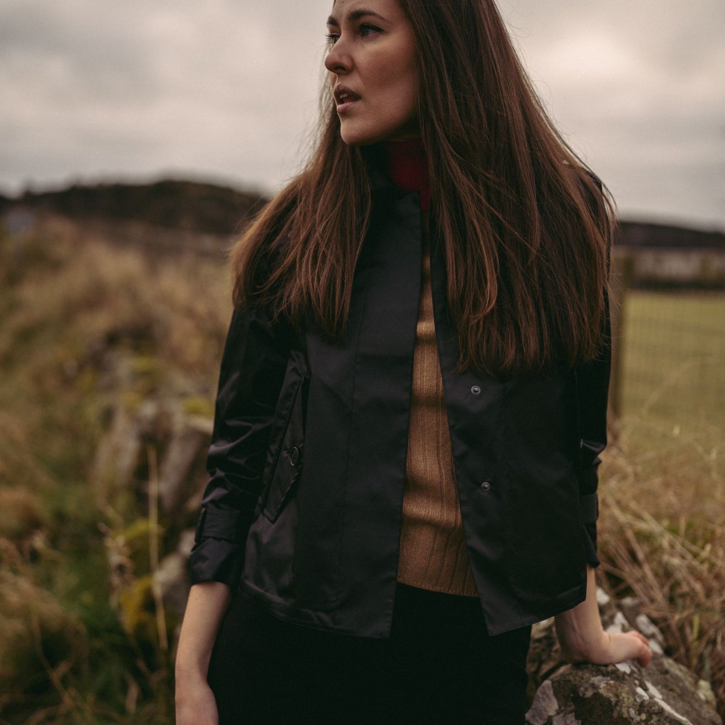 Amelia Cropped Windproof & Waterproof Trench Coat With Detachable Hood In Black