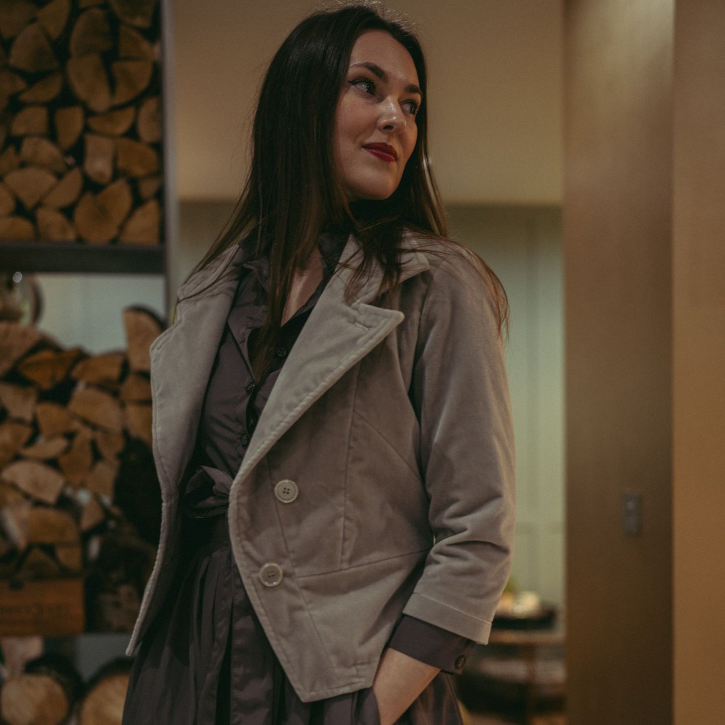 Elena Jacket Grey Velvet