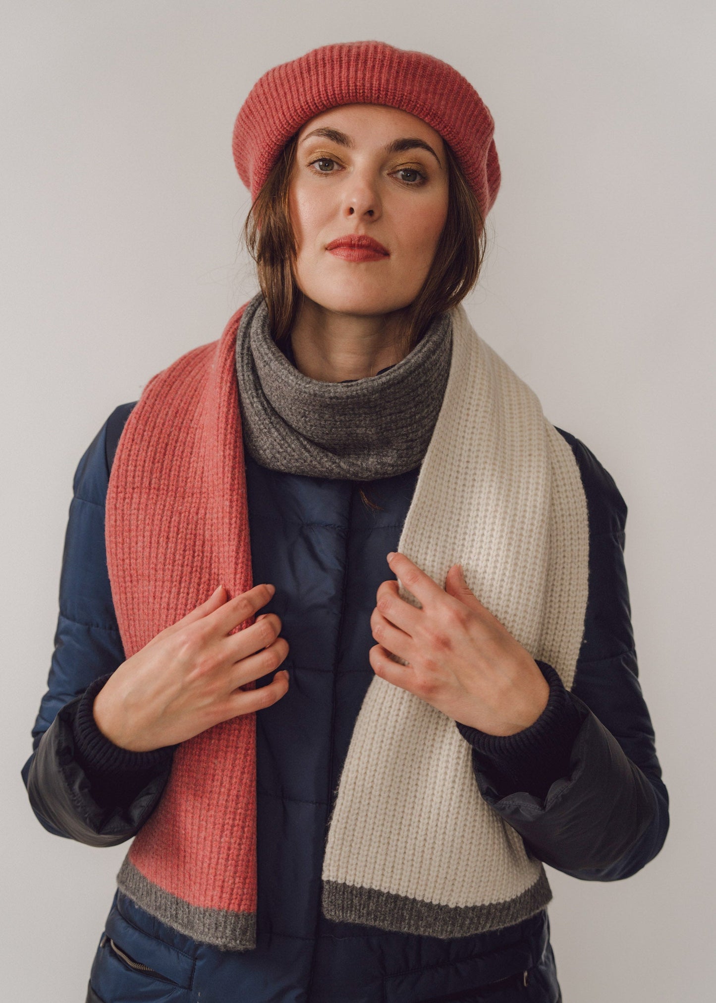 Wool & Cashmere Stripe Scarf – Warm Tones