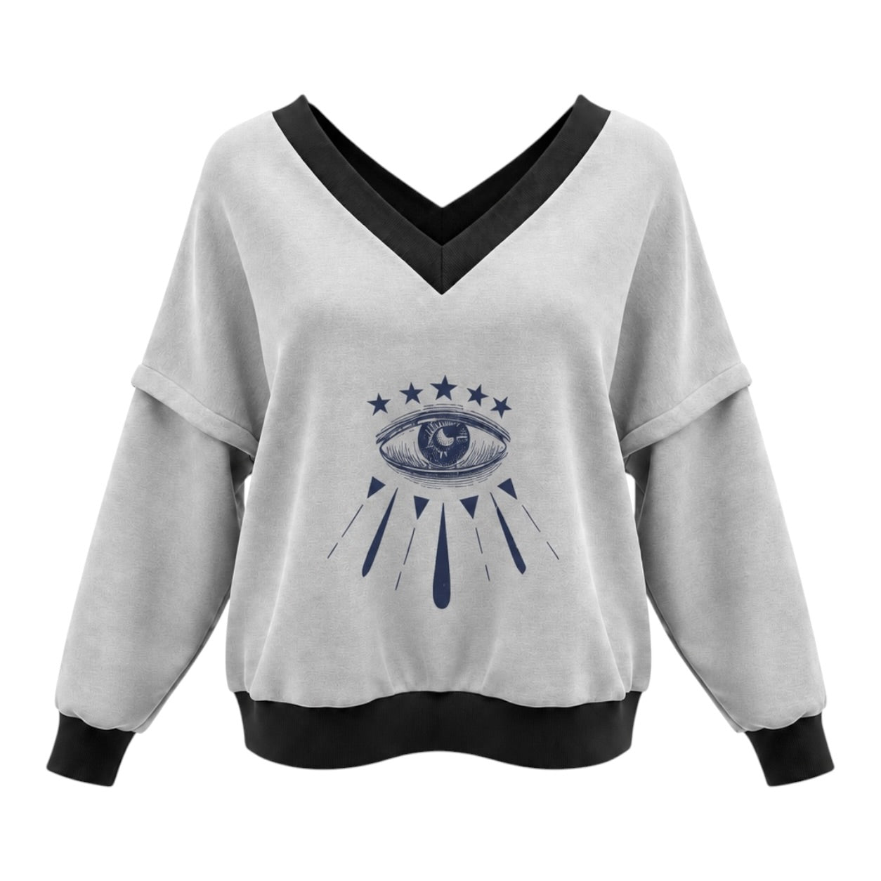 Victoria V-Neck Sweatshirt – Starry Eye Grey