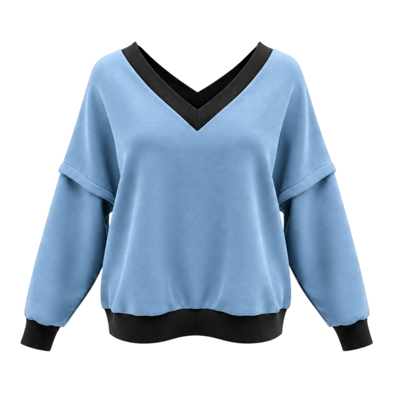 Victoria V-Neck Sweatshirt – Blue
