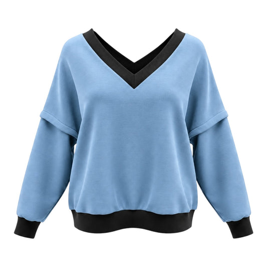 Victoria V-Neck Sweatshirt – Blue