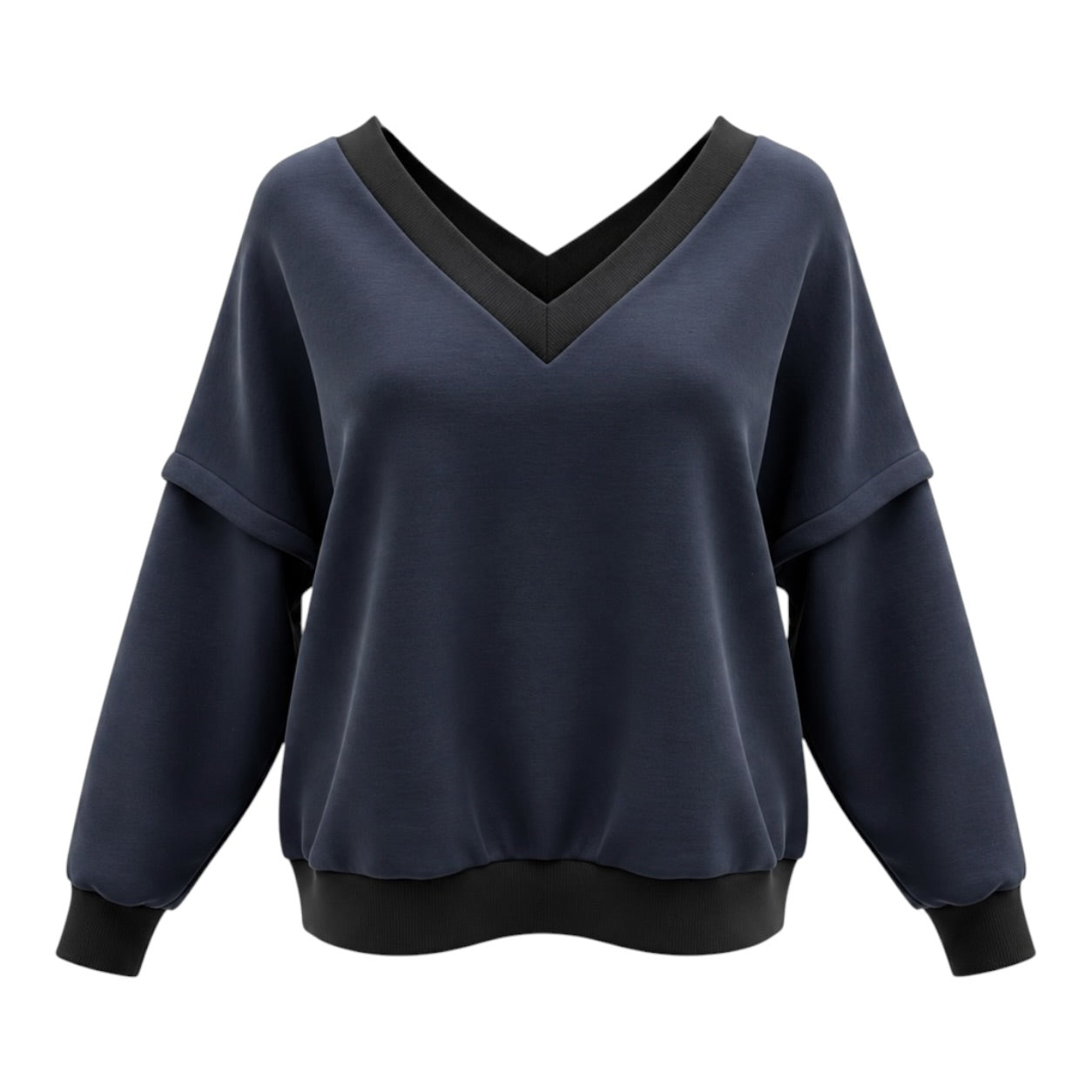 Victoria V-Neck Sweatshirt – Navy