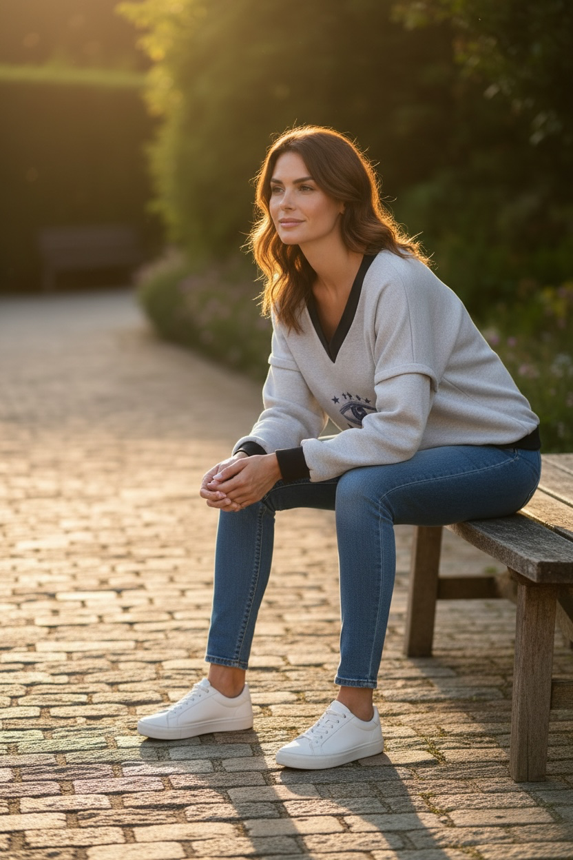 Victoria V-Neck Sweatshirt – Starry Eye Grey