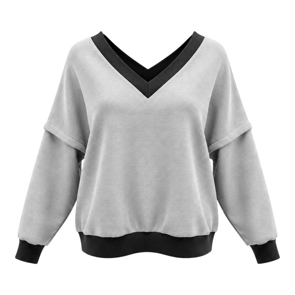 Victoria V-Neck Sweatshirt – Grey