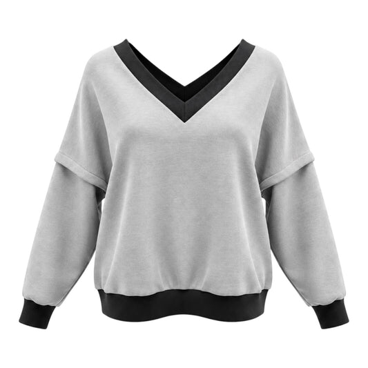 Victoria V-Neck Sweatshirt – Grey