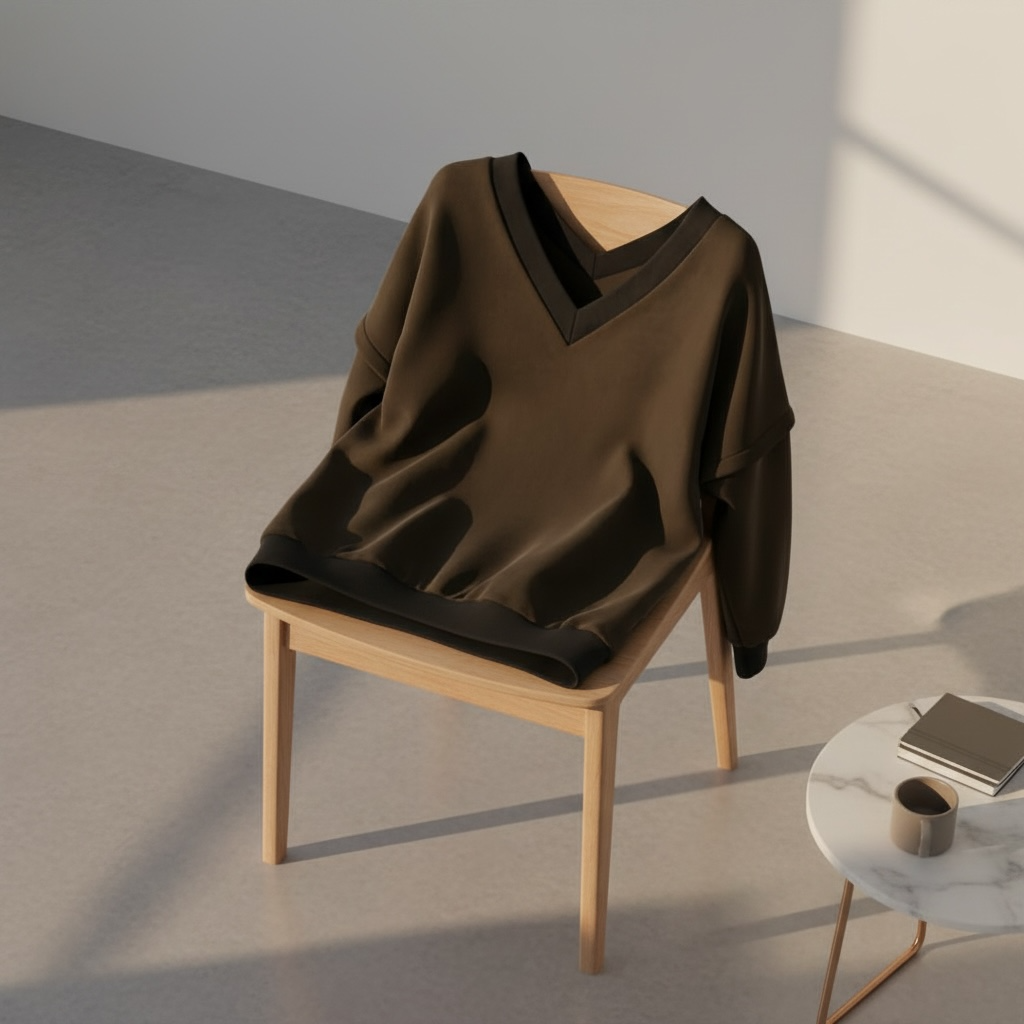 Victoria V-Neck Sweatshirt – Khaki