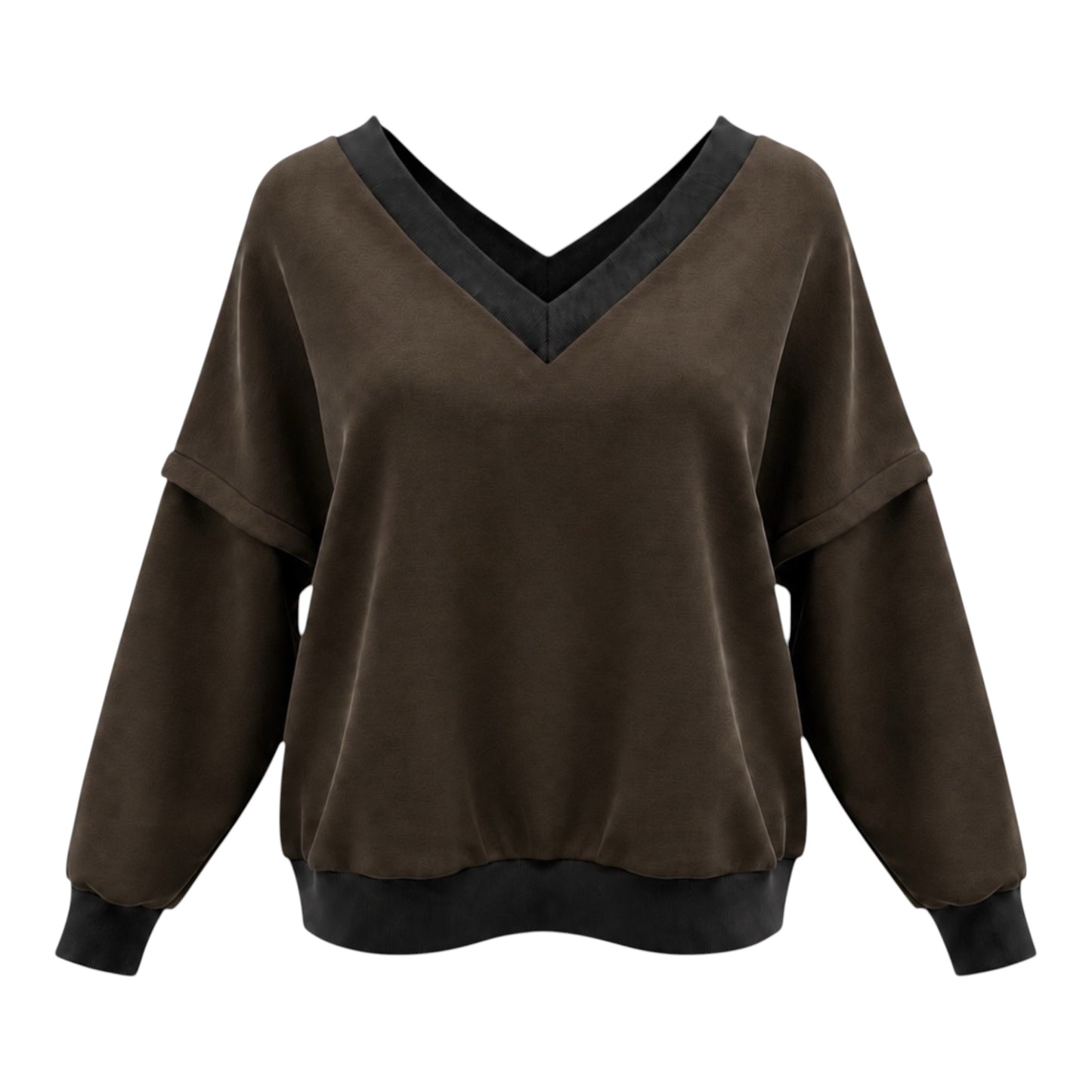 Victoria V-Neck Sweatshirt – Khaki
