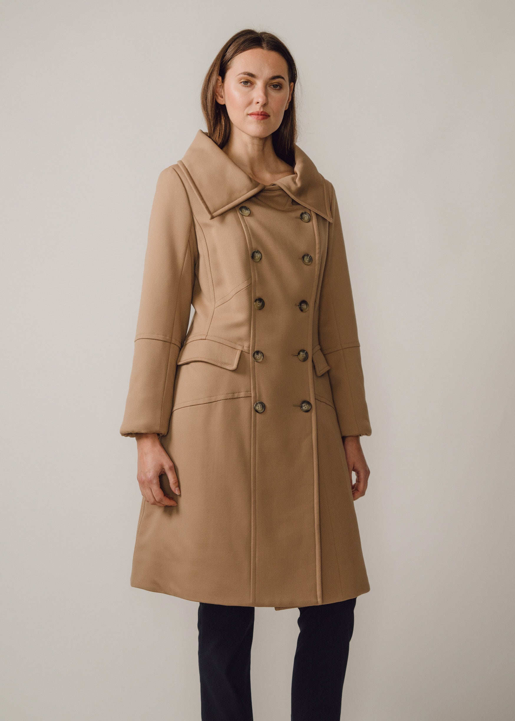 Double breasted tan on sale coat