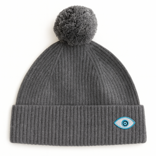 Wool & Cashmere Bobble Hat – Heather Grey