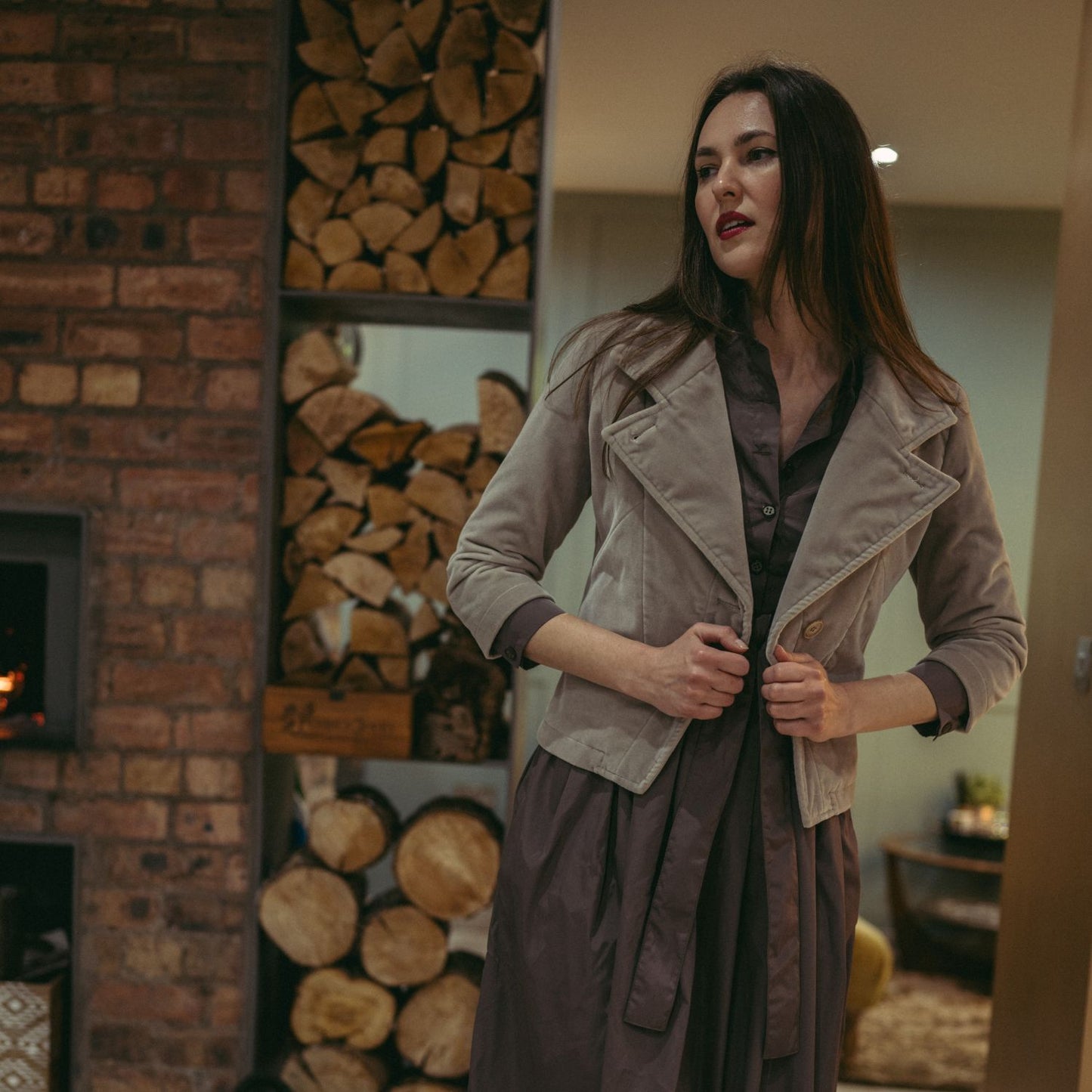 Elena Jacket Grey Velvet