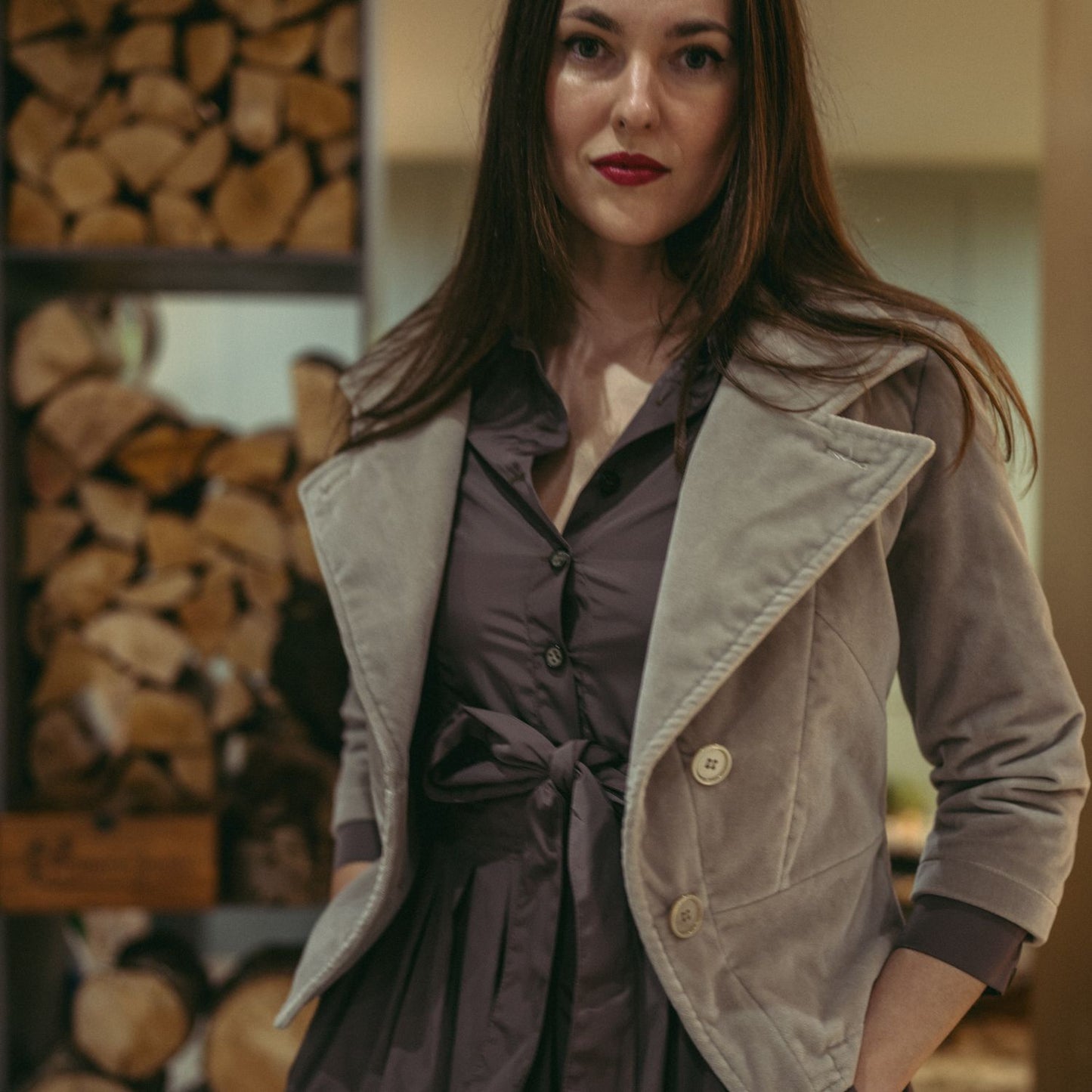 Elena Jacket Grey Velvet