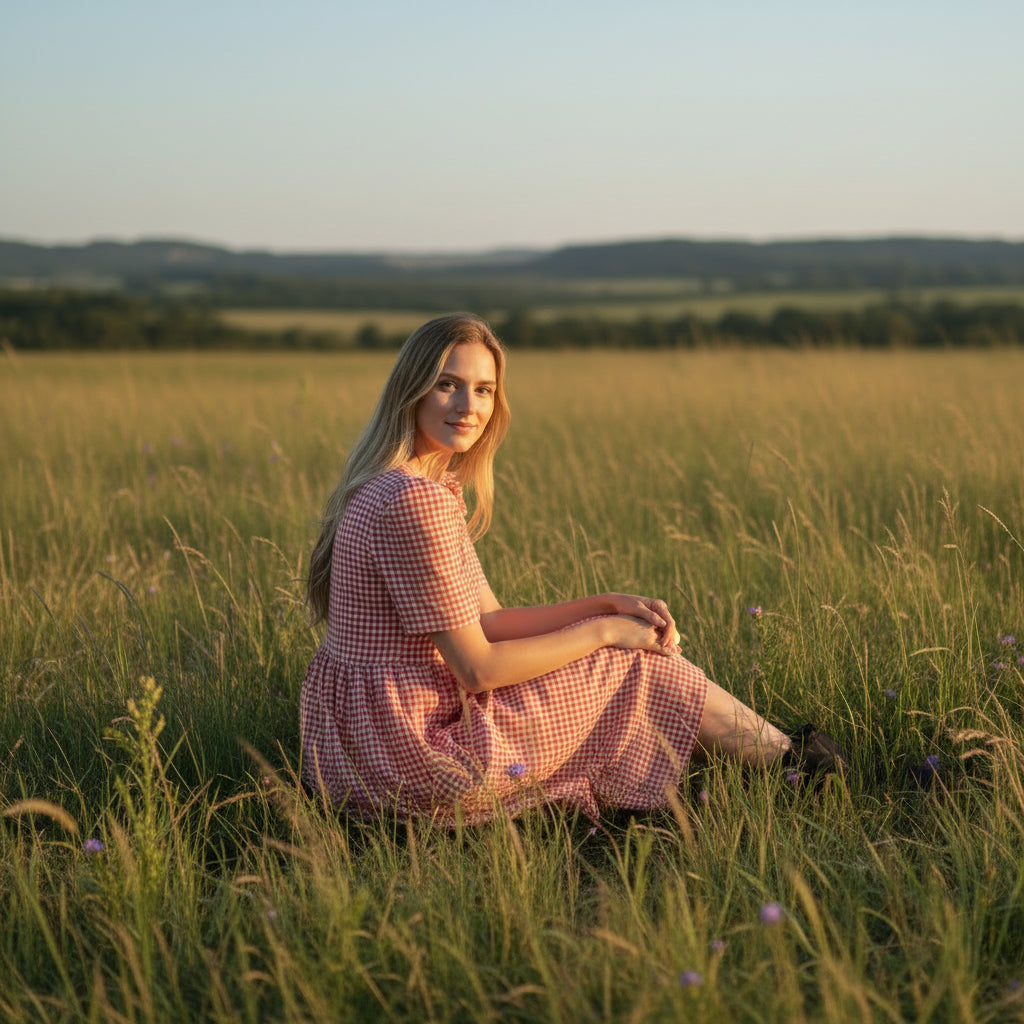 Flora Dress – Red Gingham Cotton