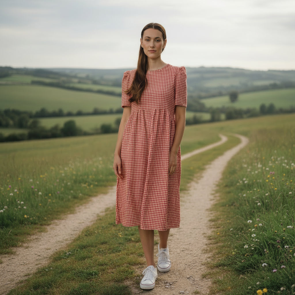 Flora Dress – Red Gingham Cotton