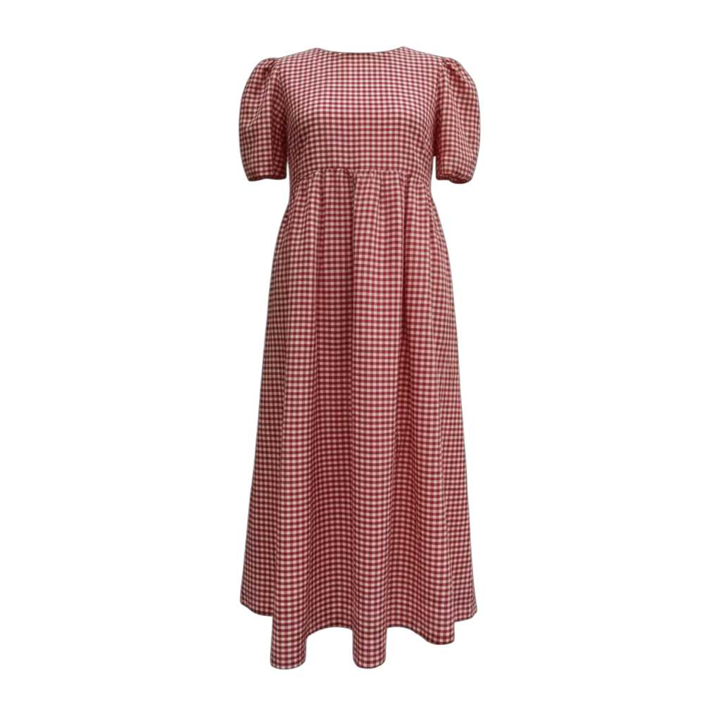 Flora Dress – Red Gingham Cotton