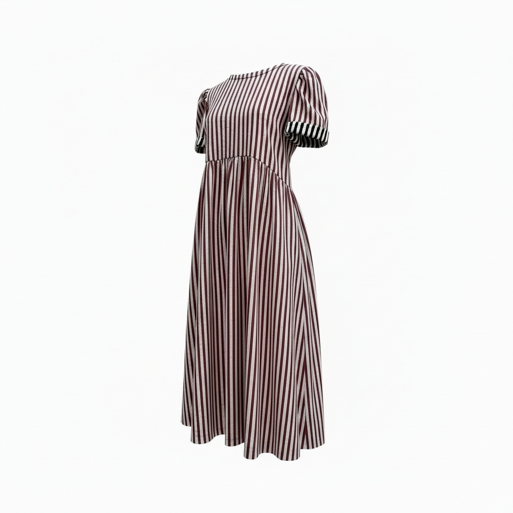 Flora Dress – Red Stripe Cotton