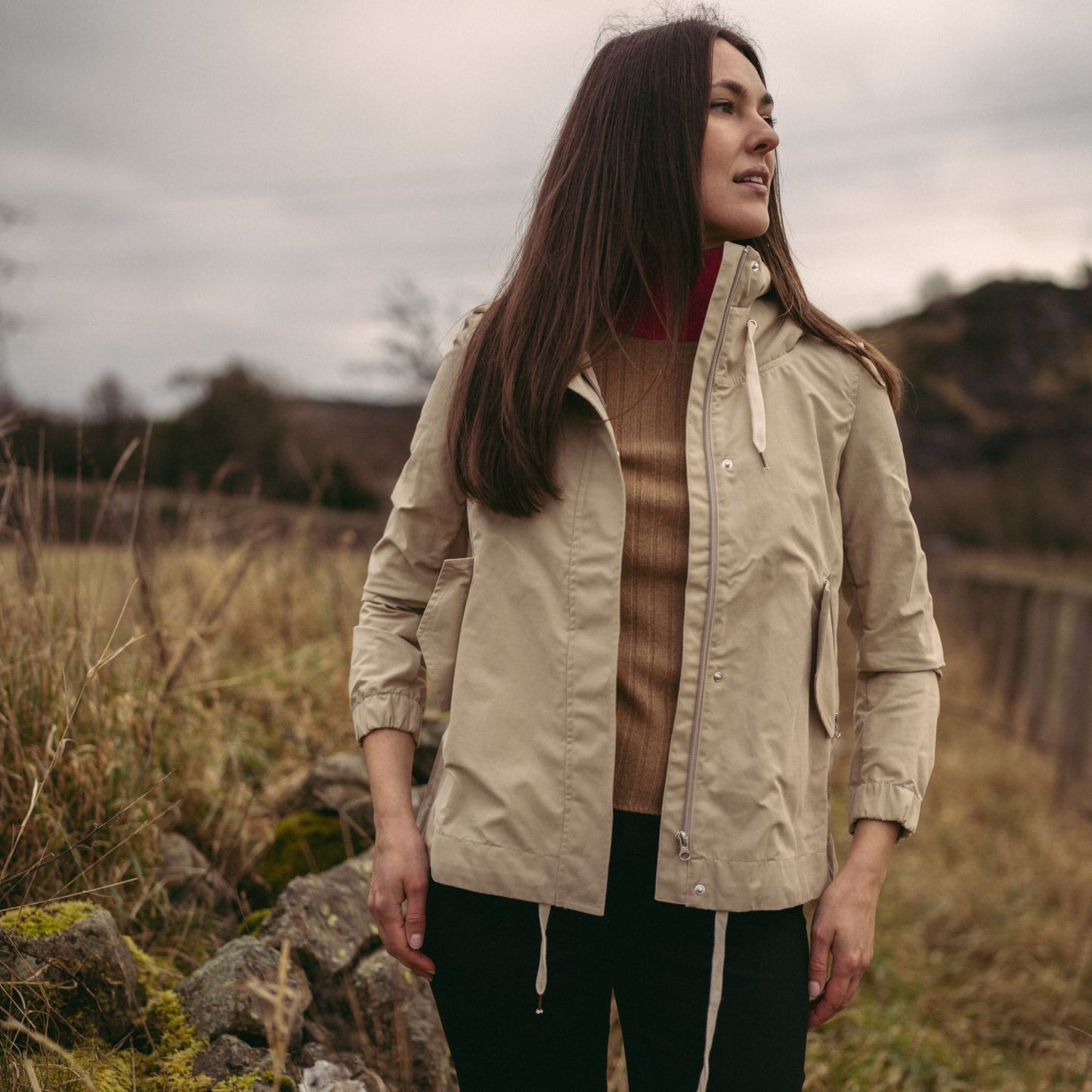 Luisa Water Repellent Jacket in Beige