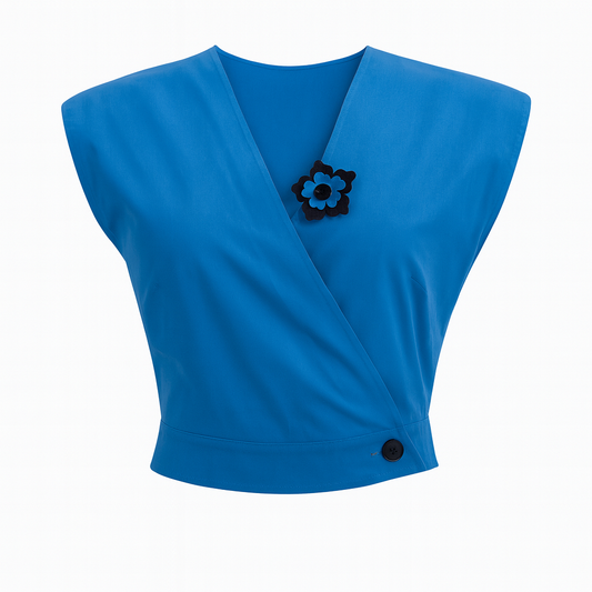 Mari Top/Waistcoat in Cornflower Blue