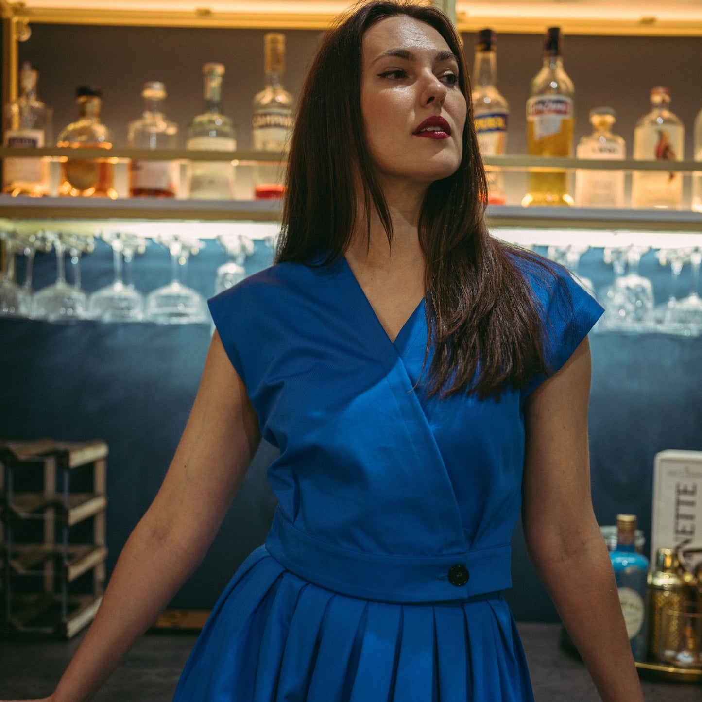 Mari Top/Waistcoat in Cornflower Blue