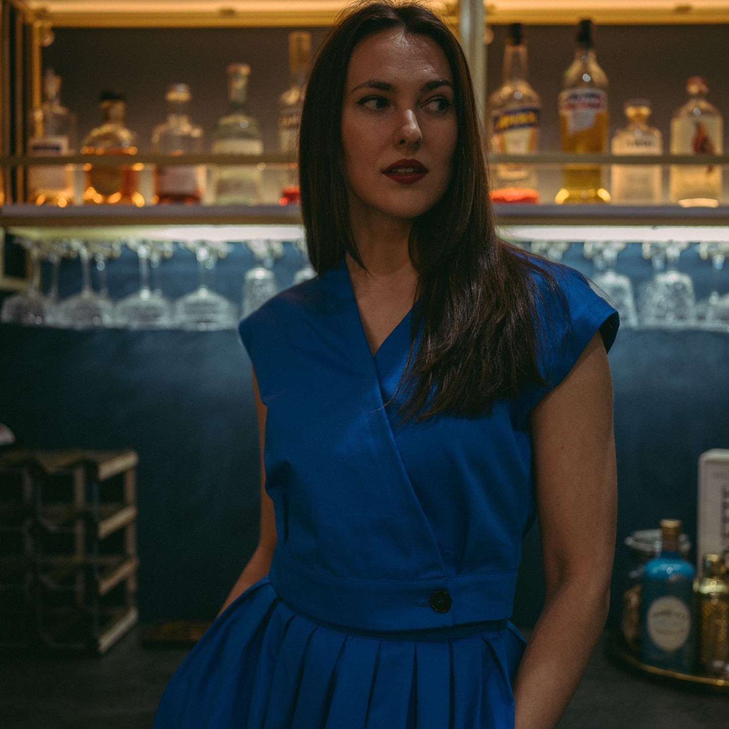 Mari Top/Waistcoat in Cornflower Blue