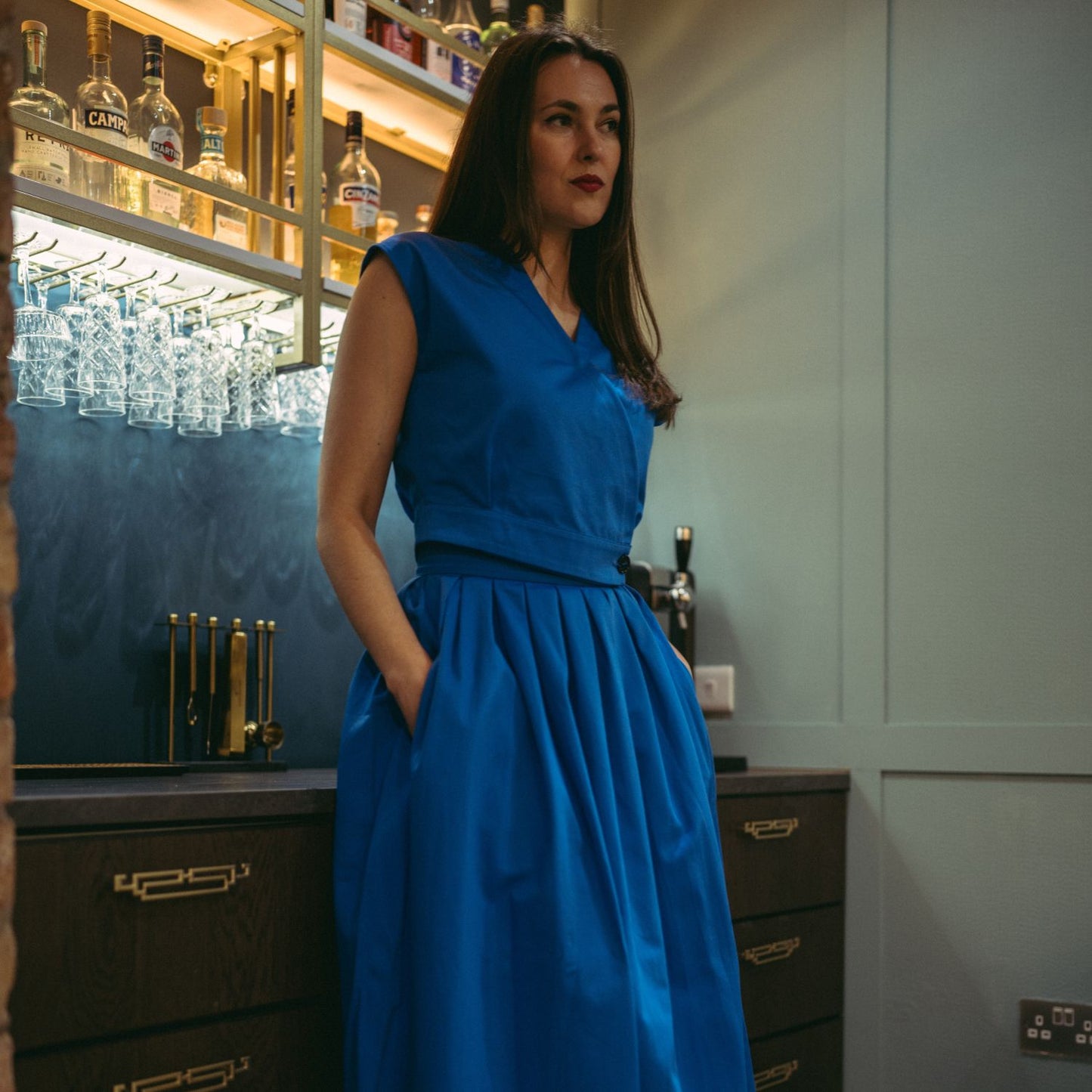 Mari Top/Waistcoat in Cornflower Blue