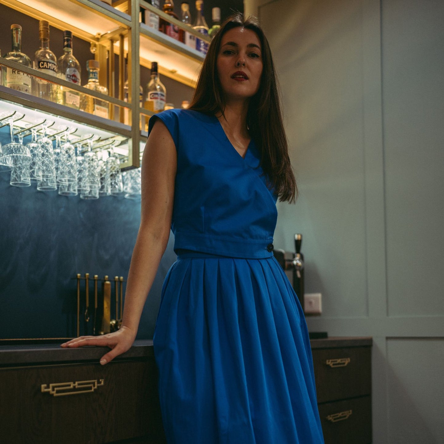 Mari Top/Waistcoat in Cornflower Blue