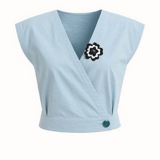 Mari Top/Waistcoat in Light Blue