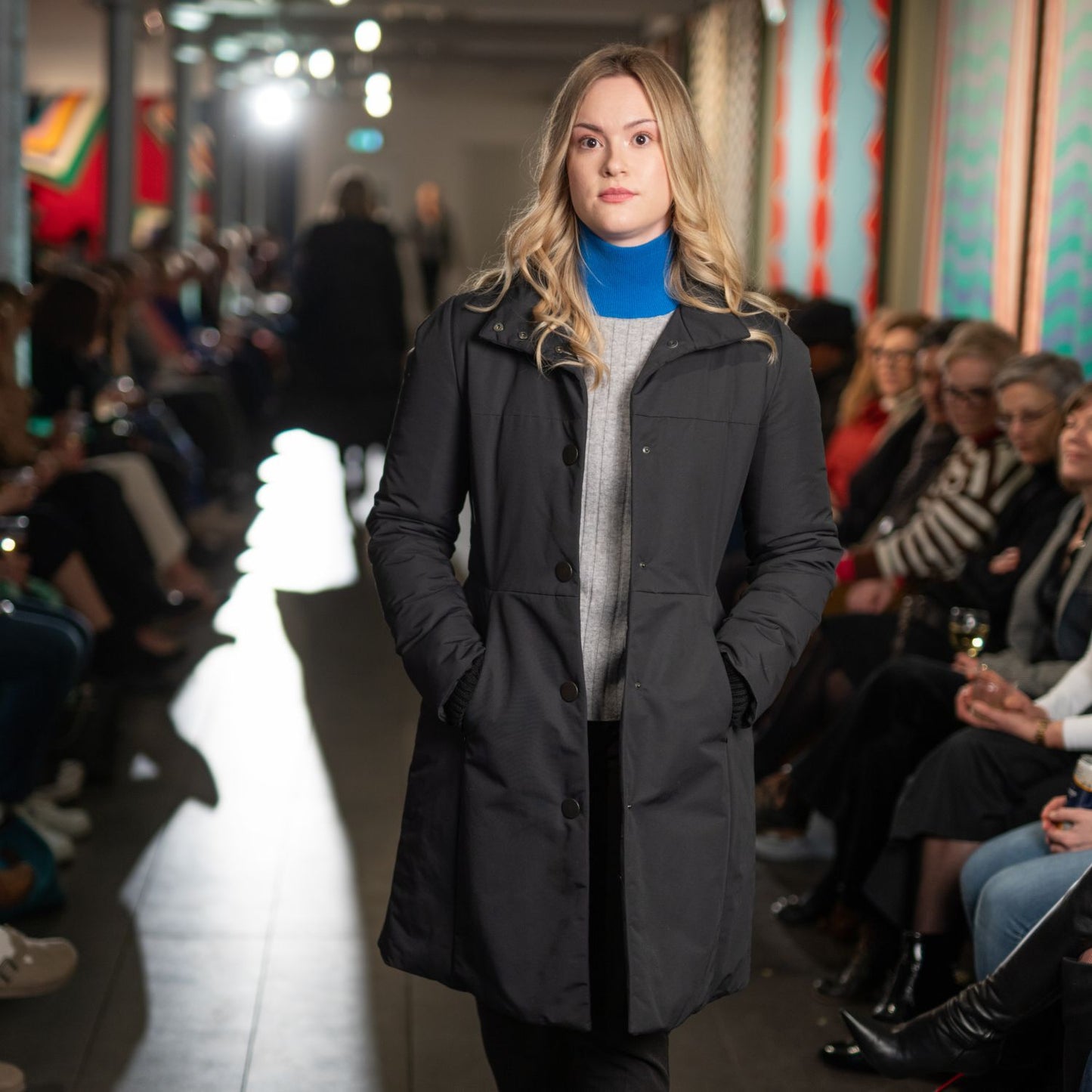 Astrid Polo Neck Grey & Blue