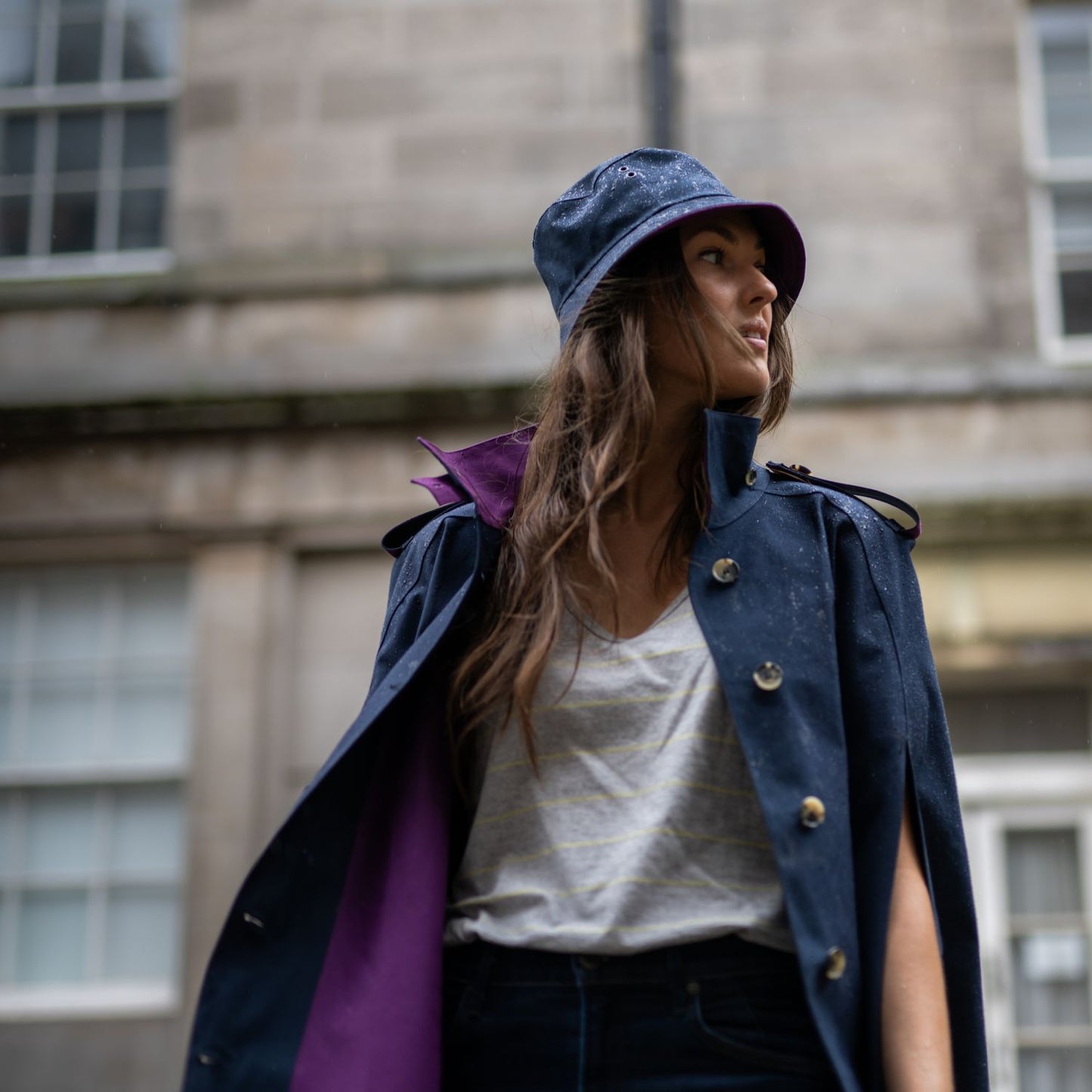 Nadia Cape Navy/Purple