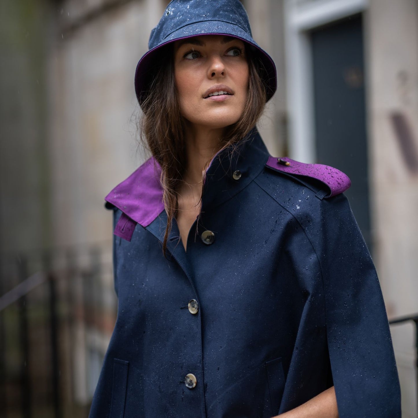 Nadia Cape Navy/Purple