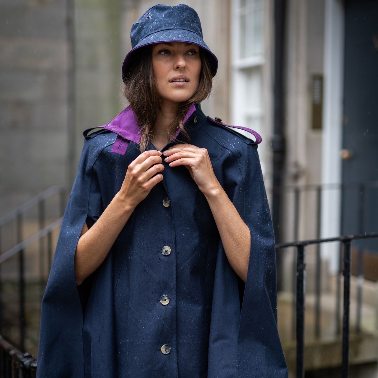 Nadia Cape Navy/Purple