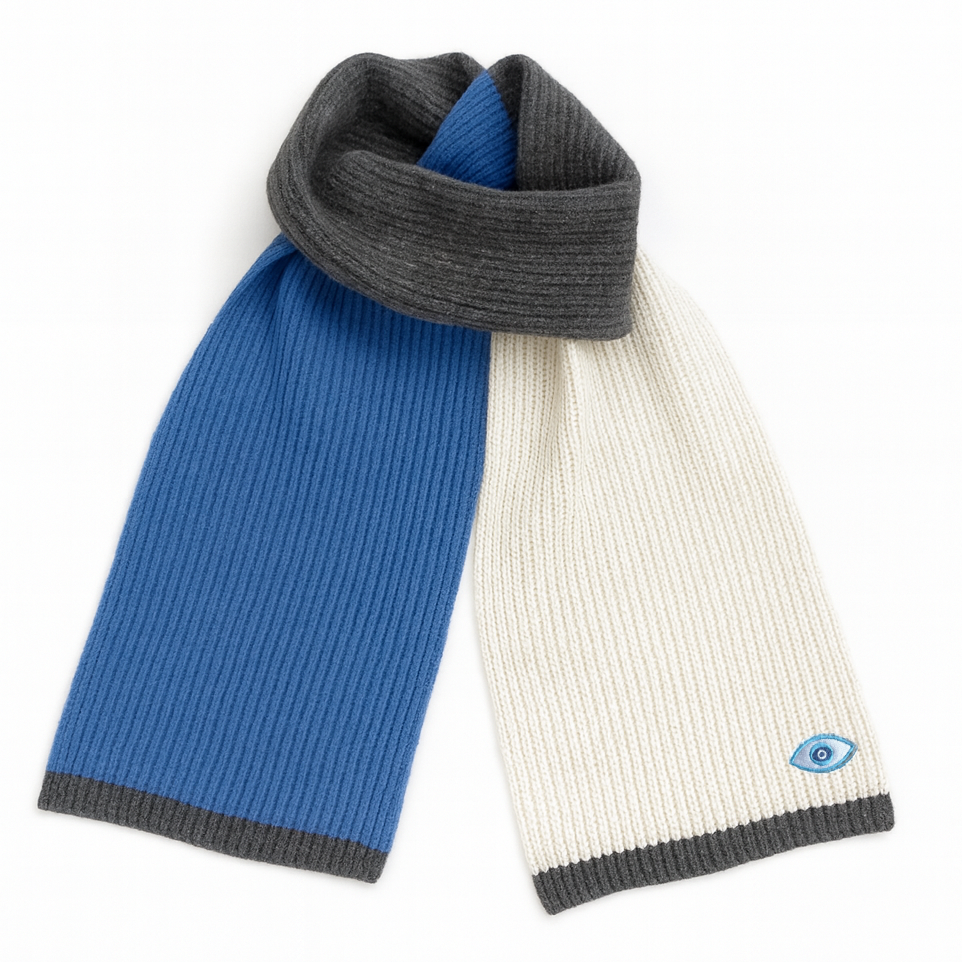 Wool & Cashmere Stripe Scarf – Cool Tones