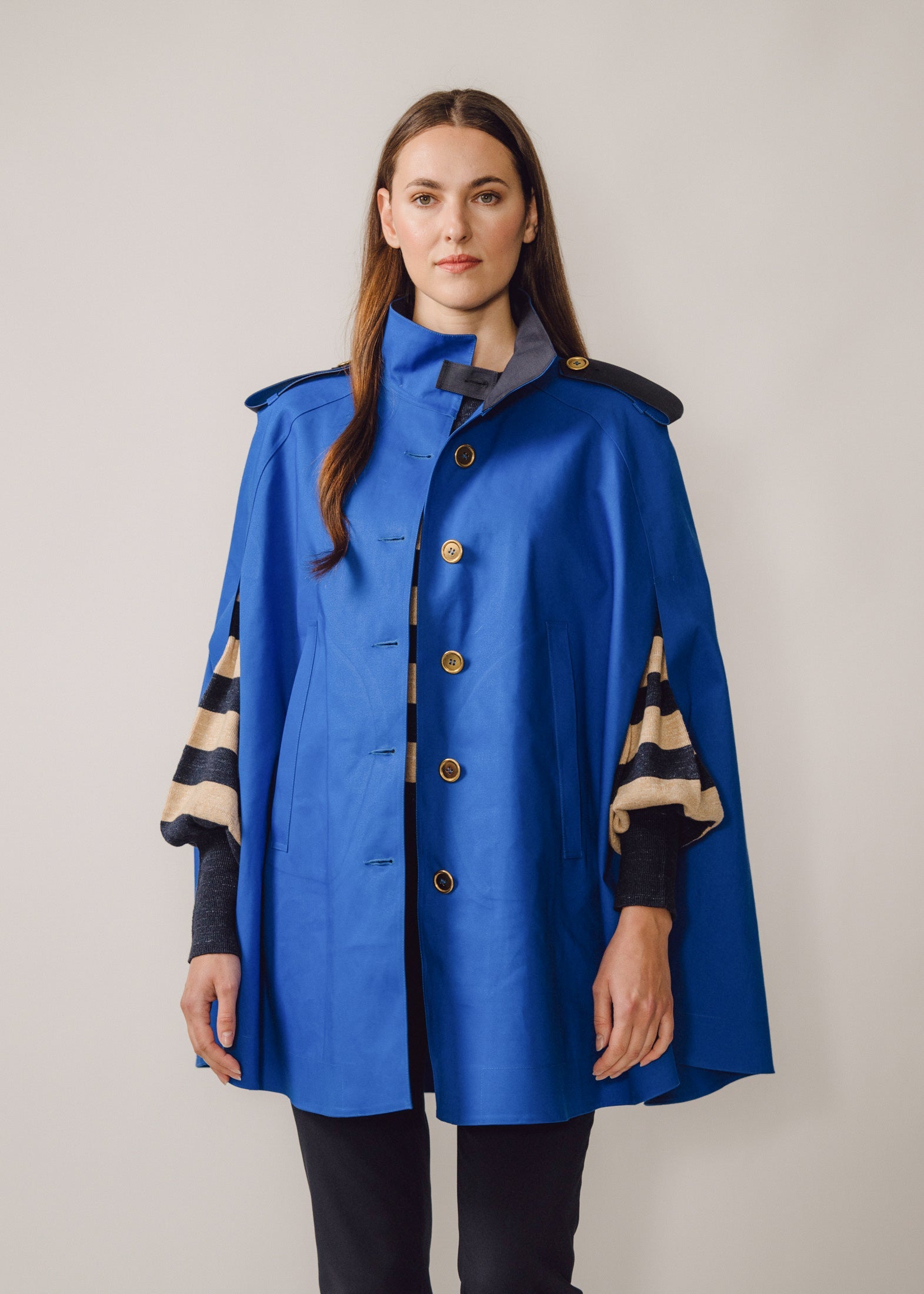 Blue shop cape coat