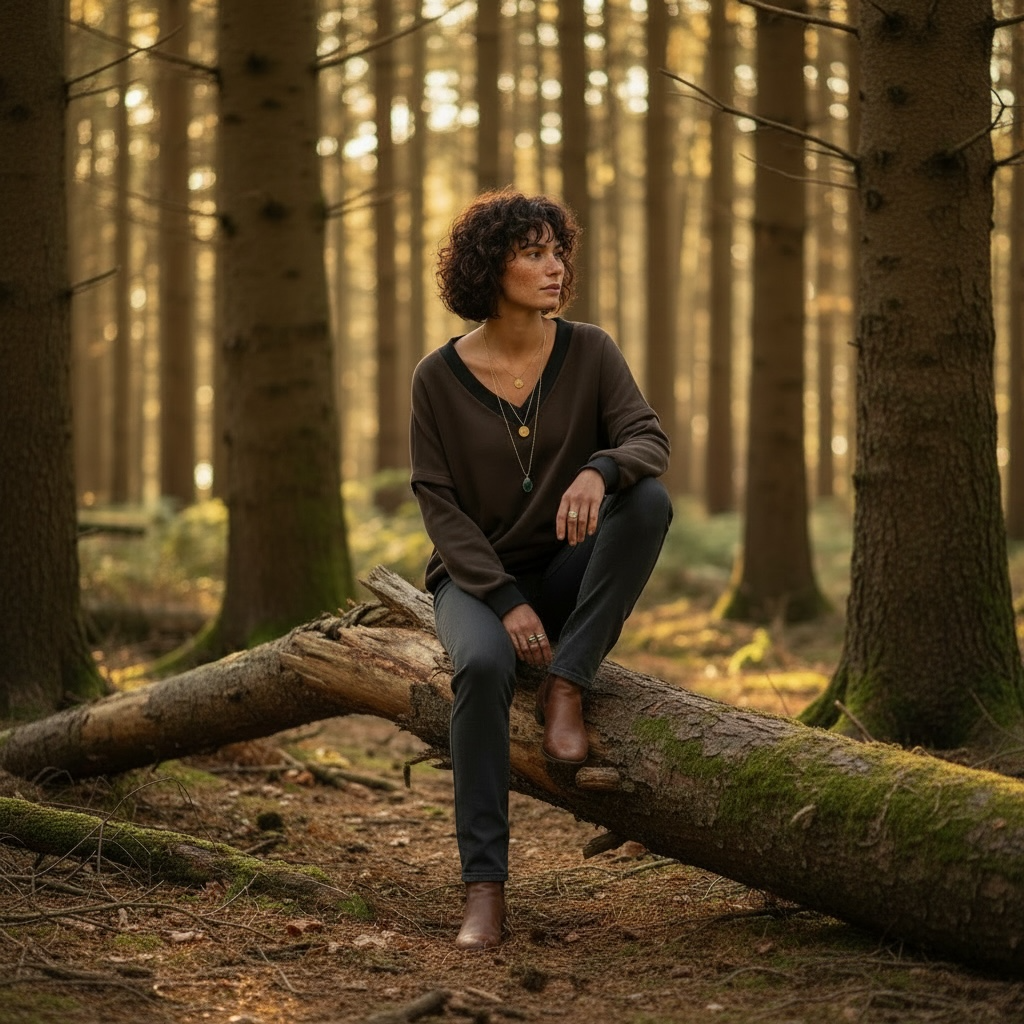 Victoria V-Neck Sweatshirt – Khaki