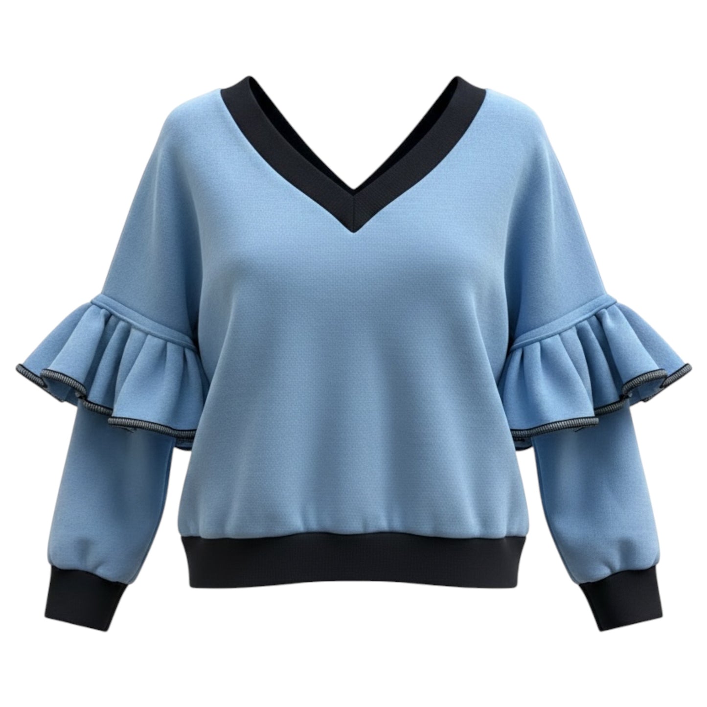 Victoria Ruffle Sleeve Sweatshirt – Blue