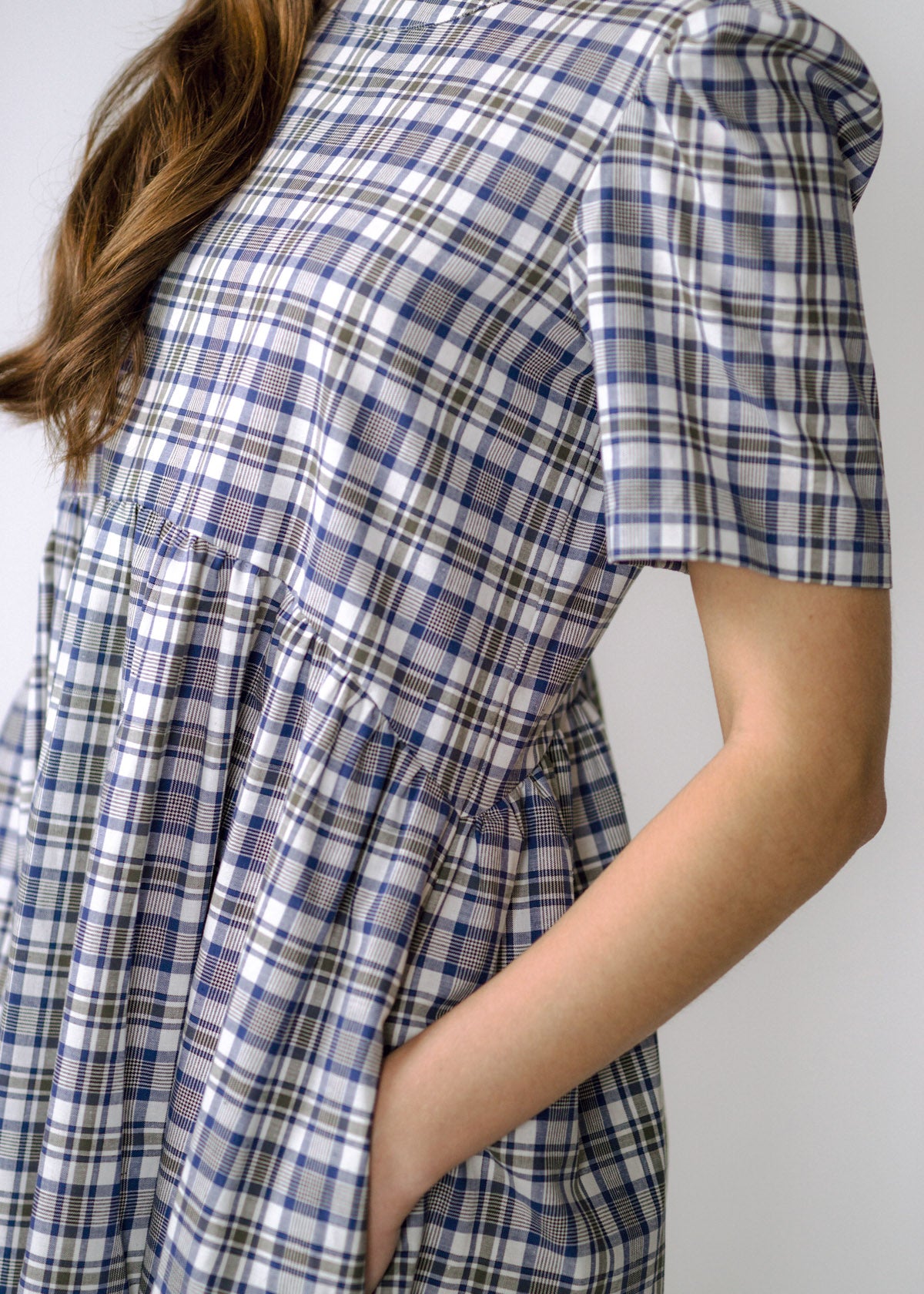 Flora Dress – Blue Check Cotton