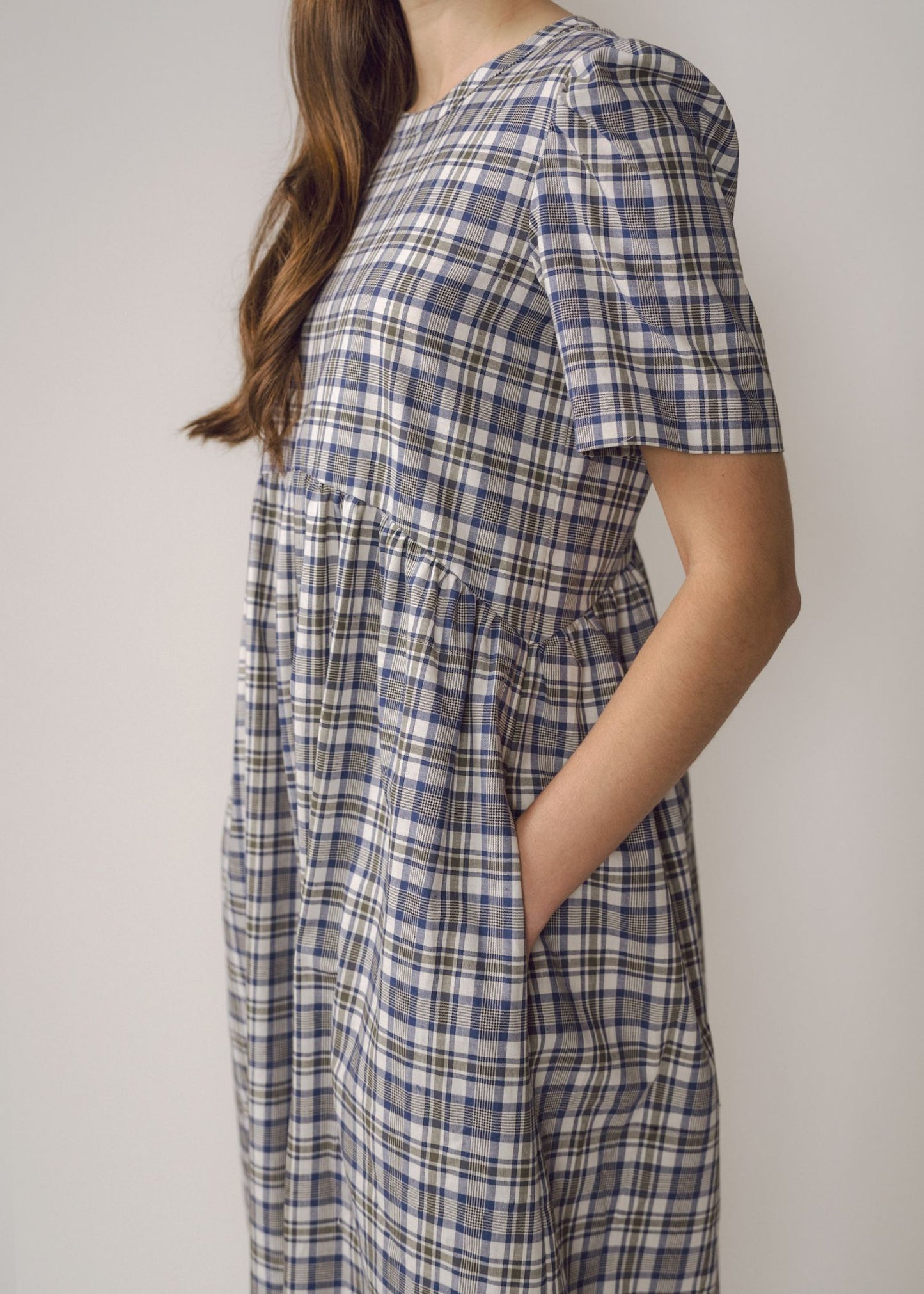 Flora Dress – Blue Check Cotton