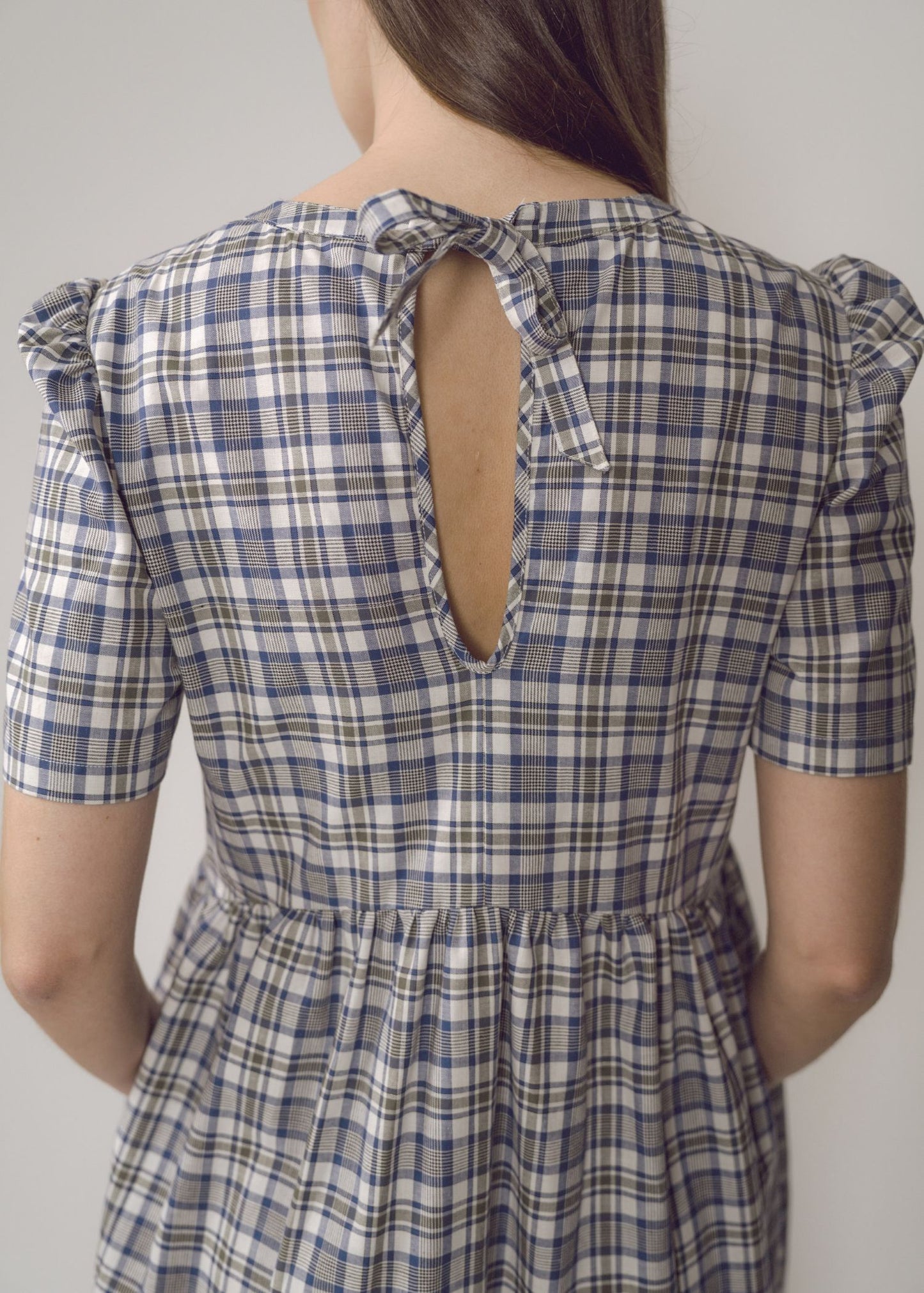 Flora Dress – Blue Check Cotton