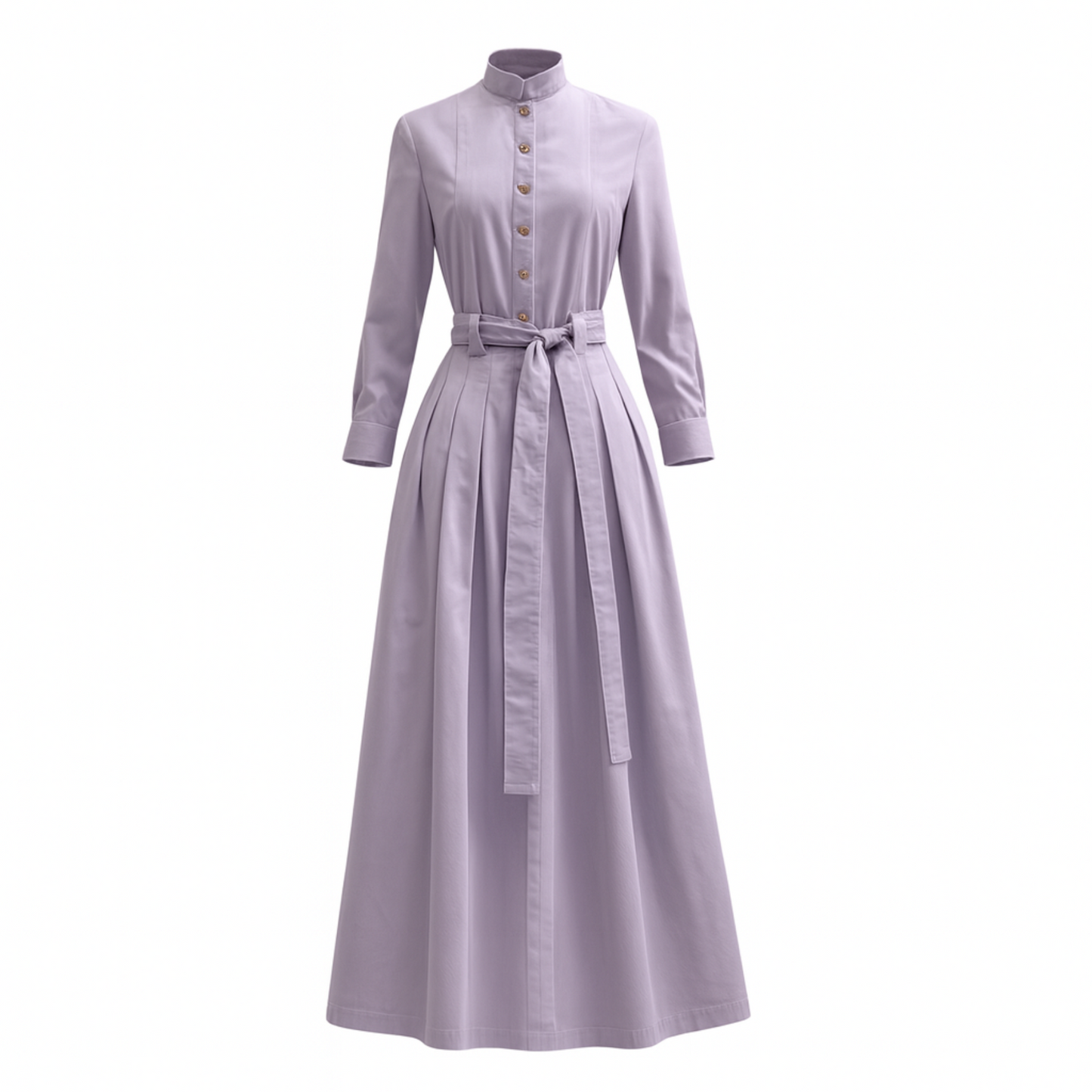 Marina Dress Long Pleated Shirt Dress in Lilac