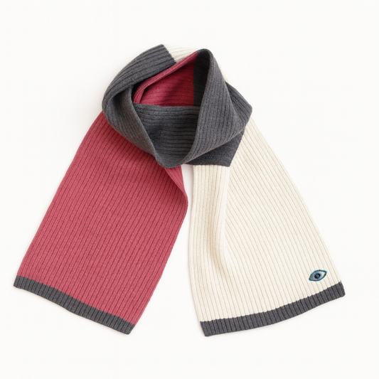 Wool & Cashmere Stripe Scarf – Warm Tones
