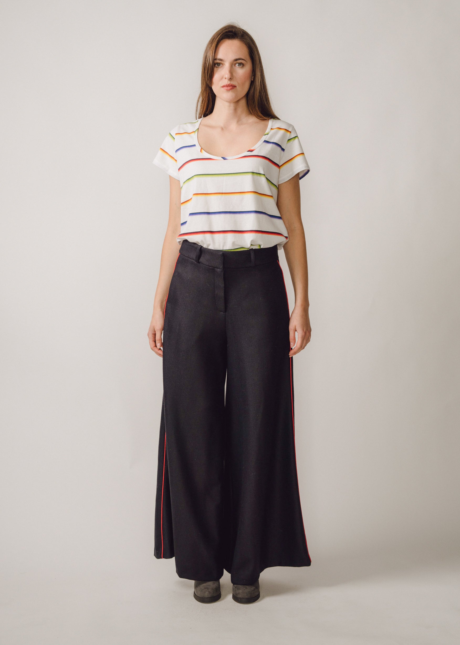 Sustainable Burgundy Wide Leg Trousers - sustainablefashion.ie