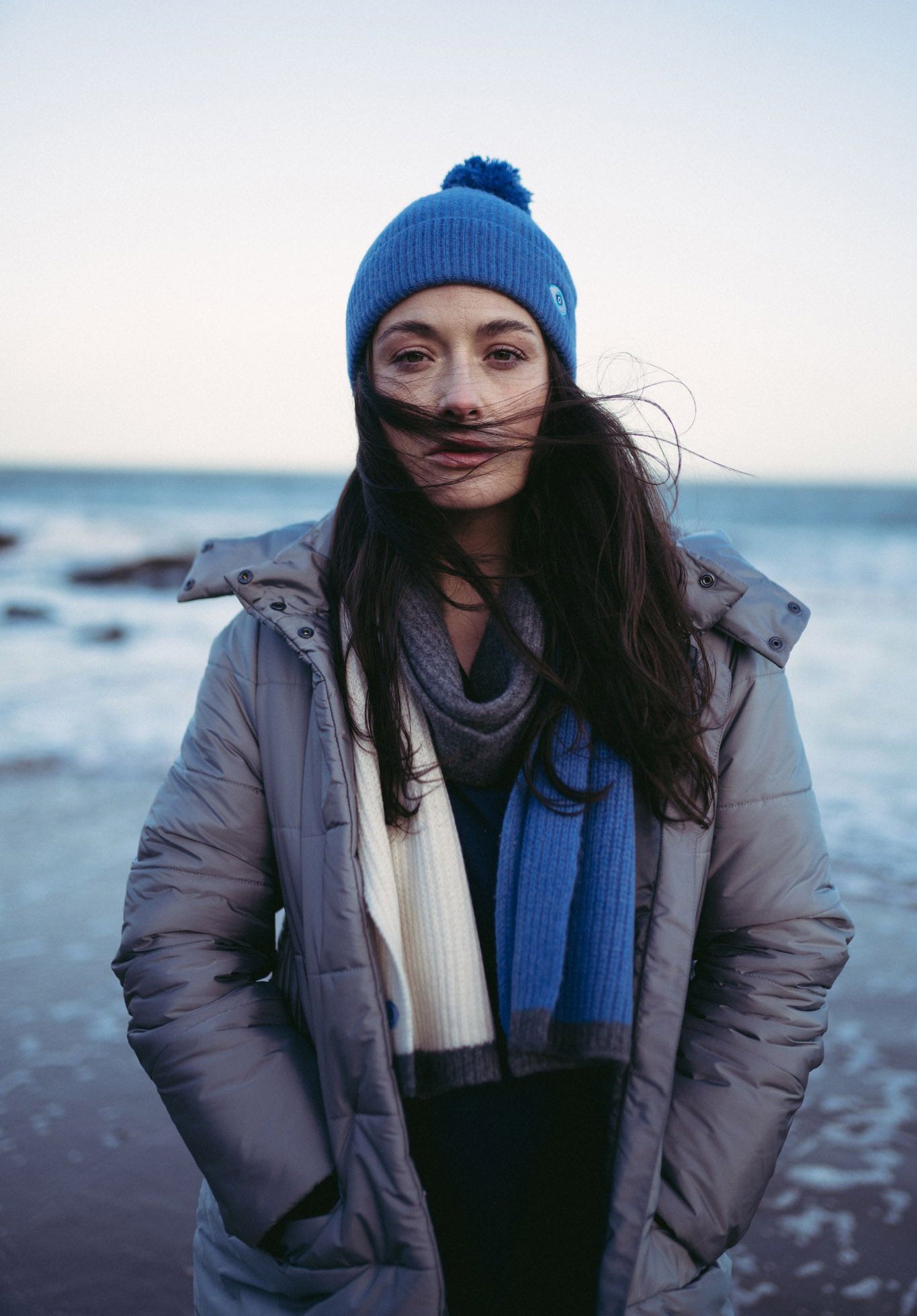 Wool & Cashmere Bobble Hat – Blue