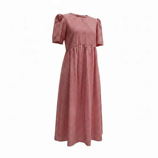 Flora Dress – Red Gingham Cotton
