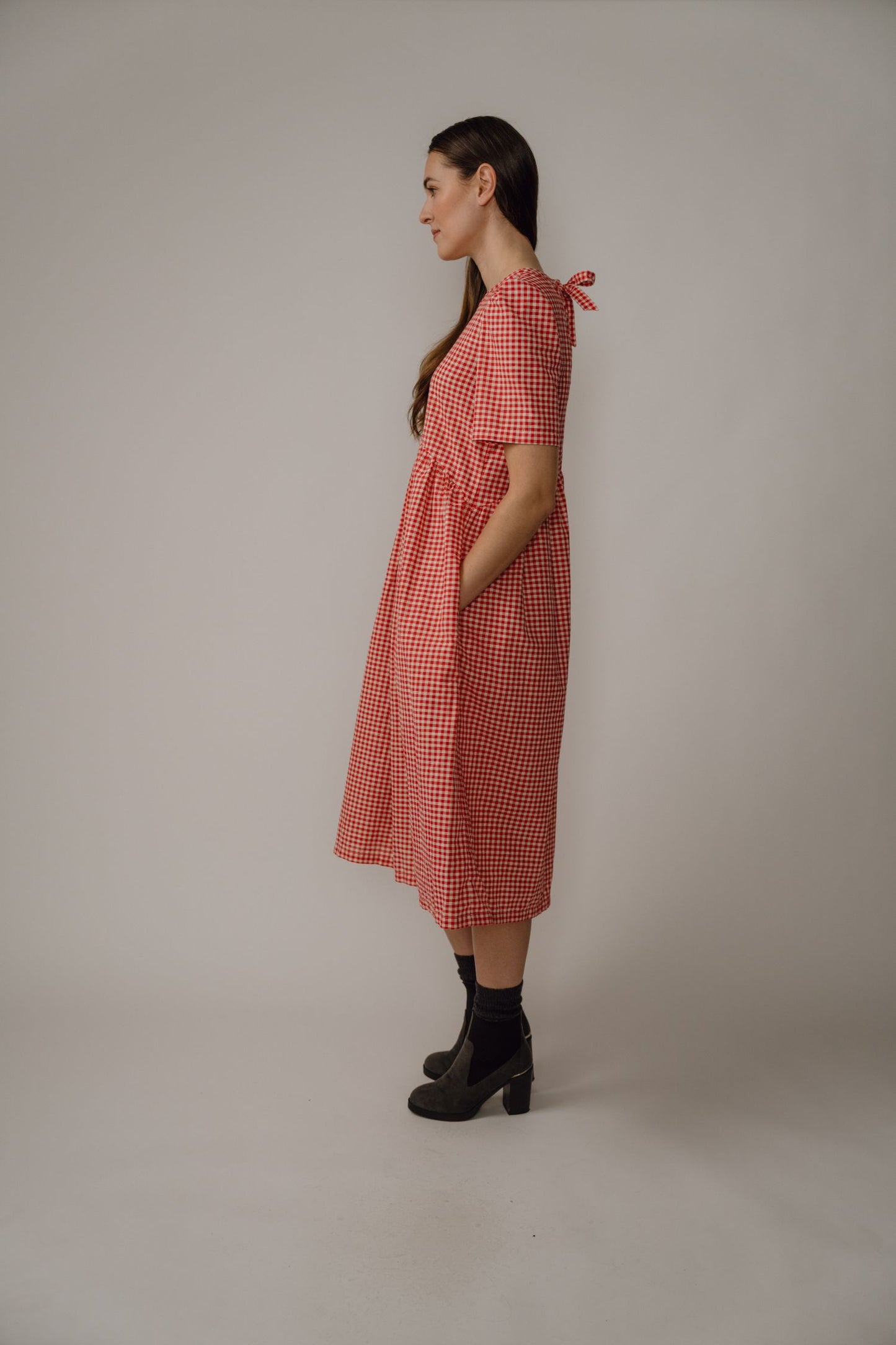 Flora Dress – Red Gingham Cotton