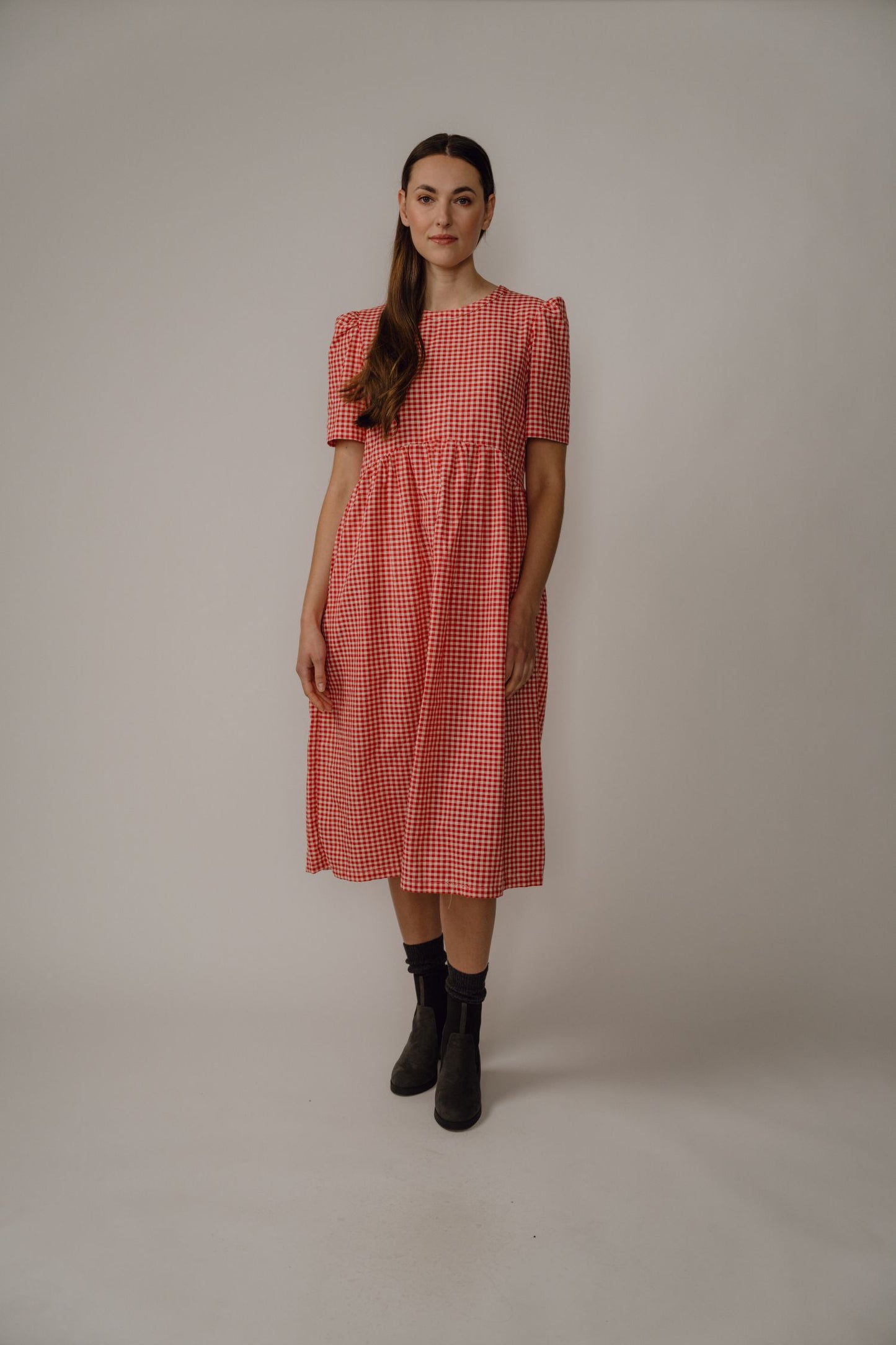 Flora Dress – Red Gingham Cotton
